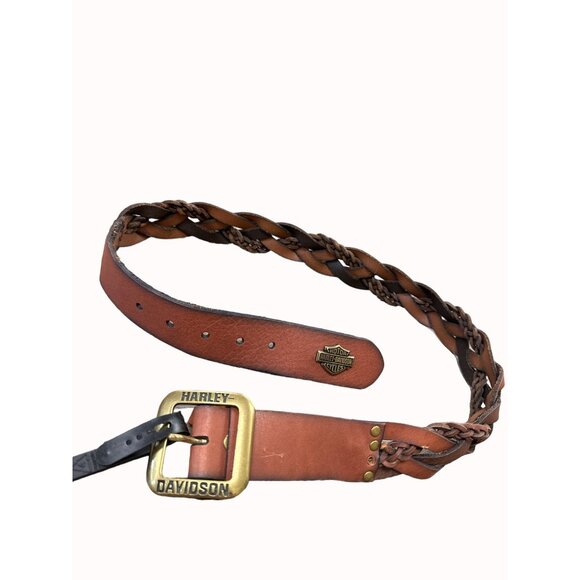 Harley Davidson Authentic brown braided leather belt SKU 6379